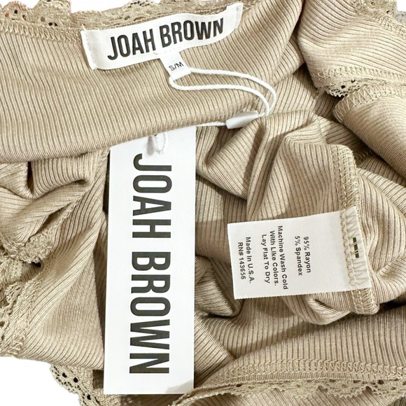 JOAH BROWN Scoop Neck Tank W/ Lace Trim, Taupe Rib, SM - Picture 11 of 11